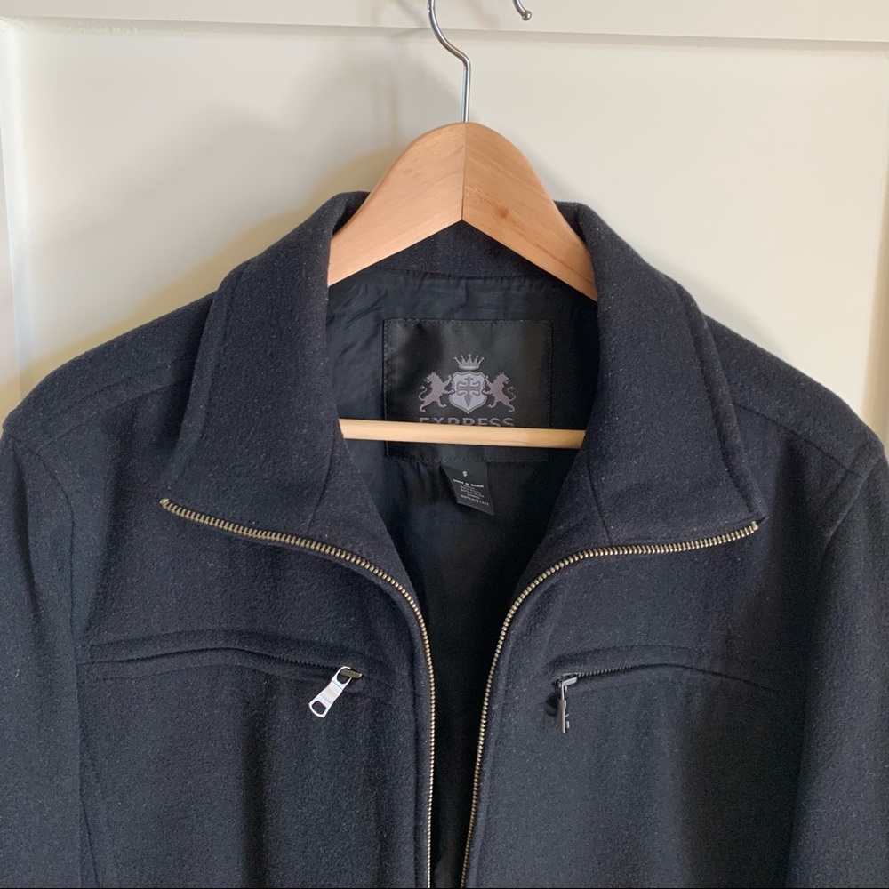 Express for Men Wool Coat Jacket, black